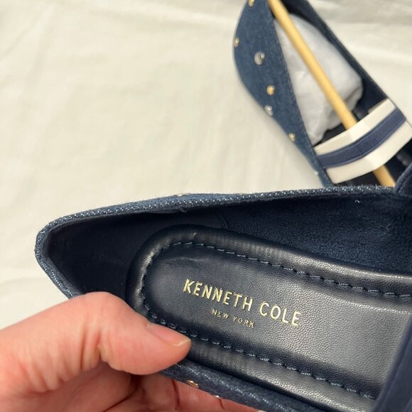 Kenneth Cole Myra Stud Denim Blue Mary Jane Flats Slip On Shoe 9.5 - Picture 4 of 7